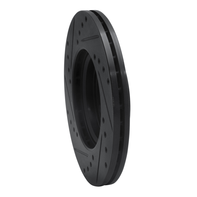 Dodge Attitude Brake Rotor (1) - Front Right - R1 Concepts - Drilled & Slotted - Black - `12-`25